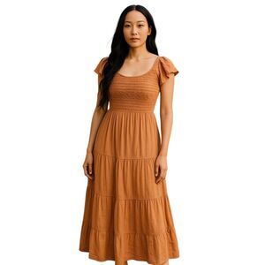 Sincerely Jules Coral Tiered Maxi Dress